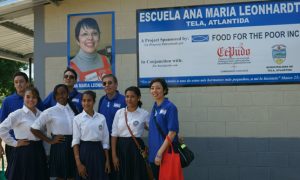 Johanna Hirota and her family at the inauguration of the school built in memory of Ana Maria Leonhardt.